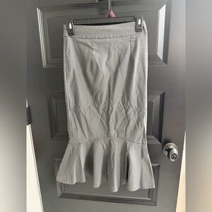 Kate Kasin Gray Mermaid Midi Skirt Size Small Stretch Trumpet Hem